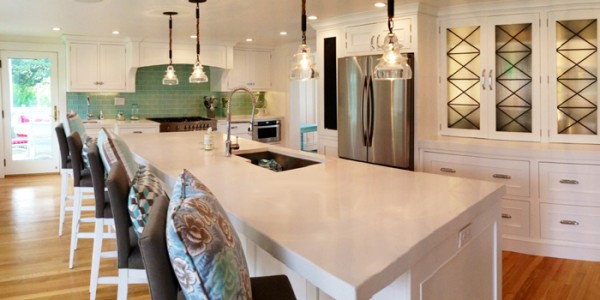 Kitchen enlargement with new custom cabinetry and kitchen island